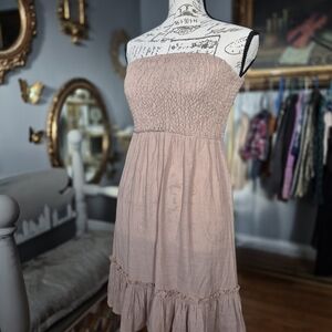 Coastal Cowgirl Strapless Beige Dress Small